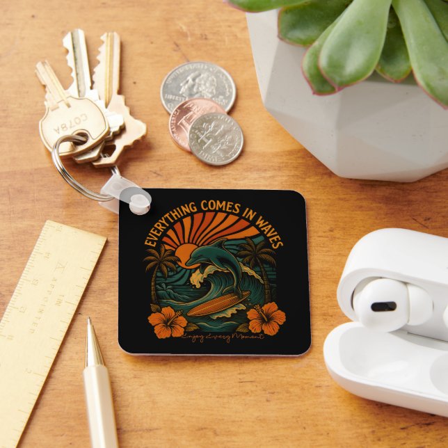 Everything Comes In Waves Retro Keychain (Desk)