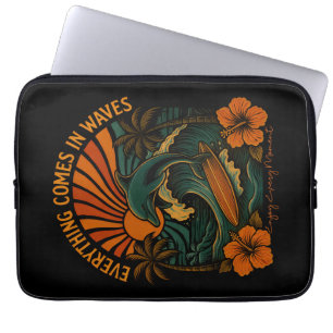 Everything Comes In Waves Retro Laptop Sleeve
