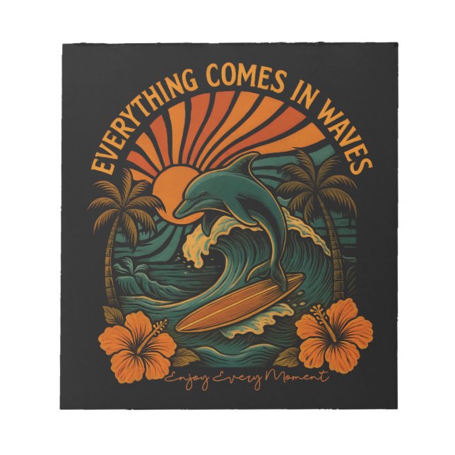 Everything Comes In Waves Retro Notepad (Front)