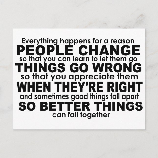 Everything Happens for a Reason Inspirational Postcard (Front)
