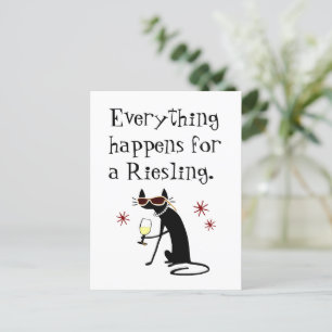 Everything Happens for a Riesling Wine Pun Postcard