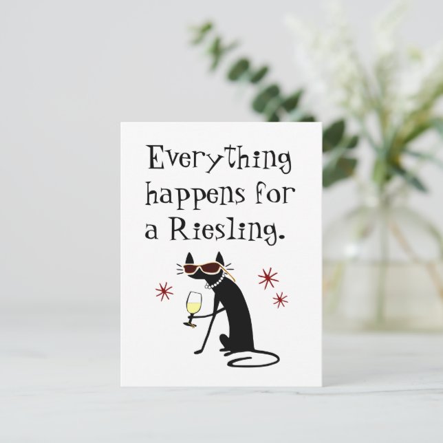 Everything Happens for a Riesling Wine Pun Postcard (Standing Front)