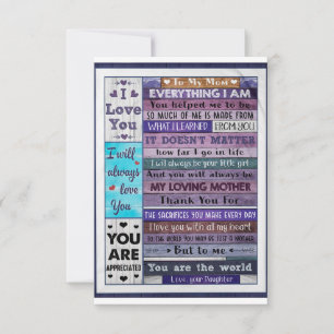 Everything I Am U Helped Me To Be-Daughter To Mom  Thank You Card
