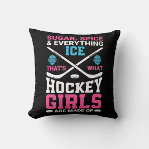 Everything Ice Hockey Girls Throw Pillow