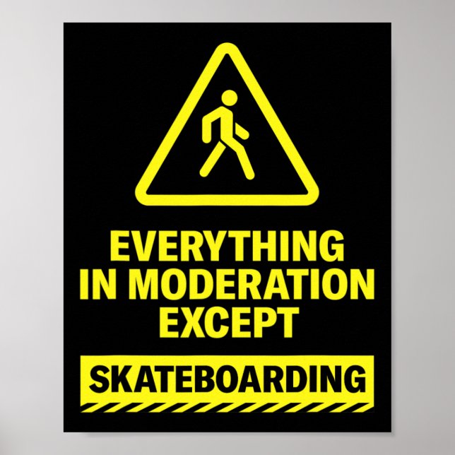 Everything In Moderation Except Skateboarding Spor Poster (Front)
