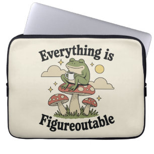 Everything is figureoutable frog with coffee laptop sleeve