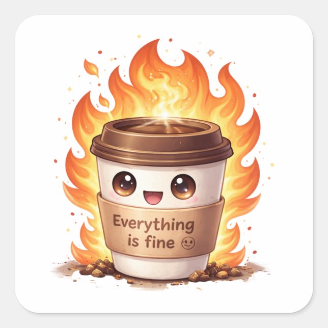 Everything Is Fine Coffee Sticker (Front)