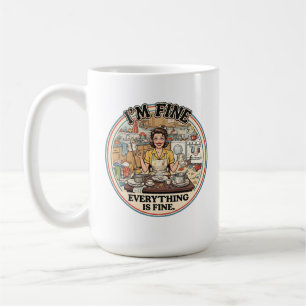 Everything is Fine Funny Retro Houswife Humour Coffee Mug