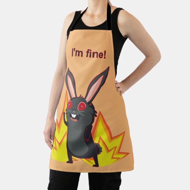 Everything is fine meme with black rabbit apron (Insitu)
