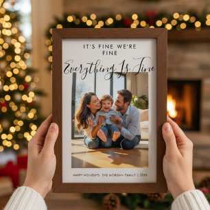 Everything Is Fine Rustic Family Holiday Card