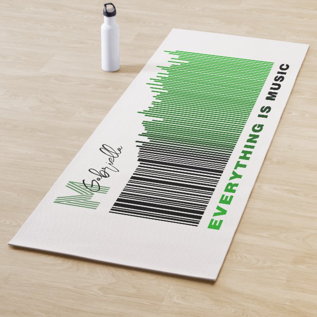 Everything is Music Green Sound Barcode Monogram Yoga Mat (In Situ)