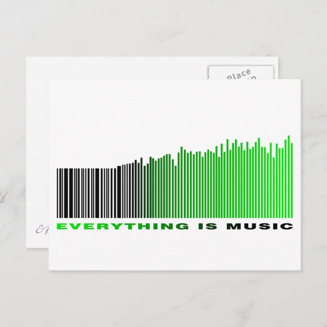Everything is music Quote Green Barcode Equalizer Postcard (Front/Back)