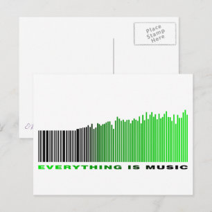Everything is music Quote Green Barcode Equalizer Postcard