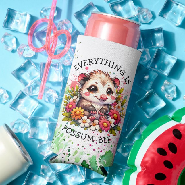 Everything is Possum-ble | Inspirational Pun Seltzer Can Cooler (In Situ Summer)