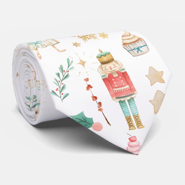 Everything Nutcracker Christmas Holiday White  Tie (Rolled)