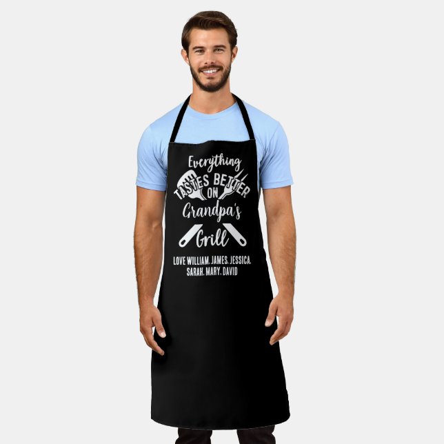Everything Tastes Better On Grandpa's Grill Custom Apron (Worn)