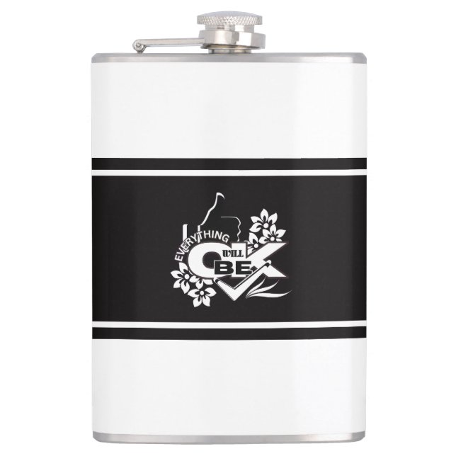 Everything Will Be OK" Motivational Graphic Tee Hip Flask (Front)
