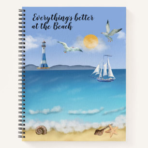 Everything's Better At The Beach Ocean Scene Notebook