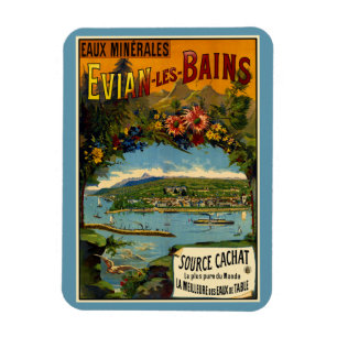 Evian Les Bans Evian Water Vintage Travel Poster Magnet