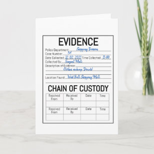 Evidence chain of custody crime game role play  fa card