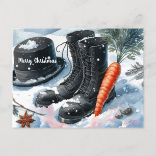Evidence of the Snowman Winter Holiday Postcard