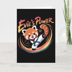 Evie's Power Red Panda Taekwondo Karate Blue Belt  Card