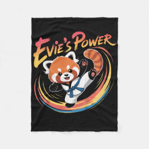 Evie's Power Red Panda Taekwondo Karate Blue Belt  Fleece Blanket