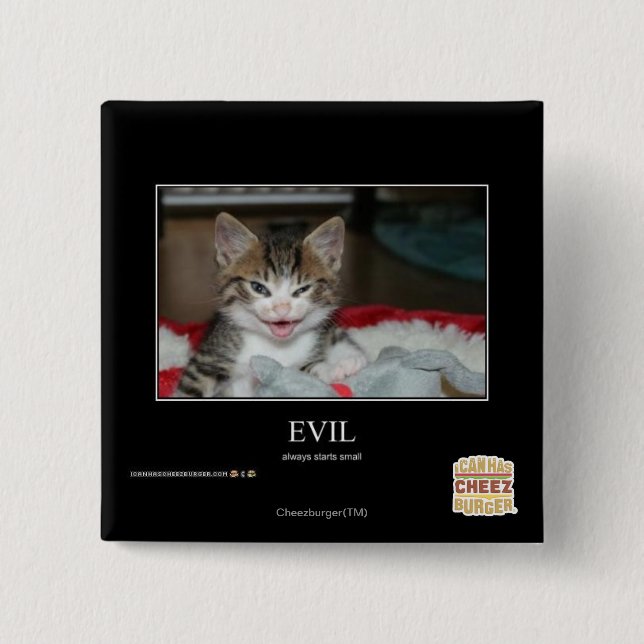 Evil 2 Inch Square Button (Front)