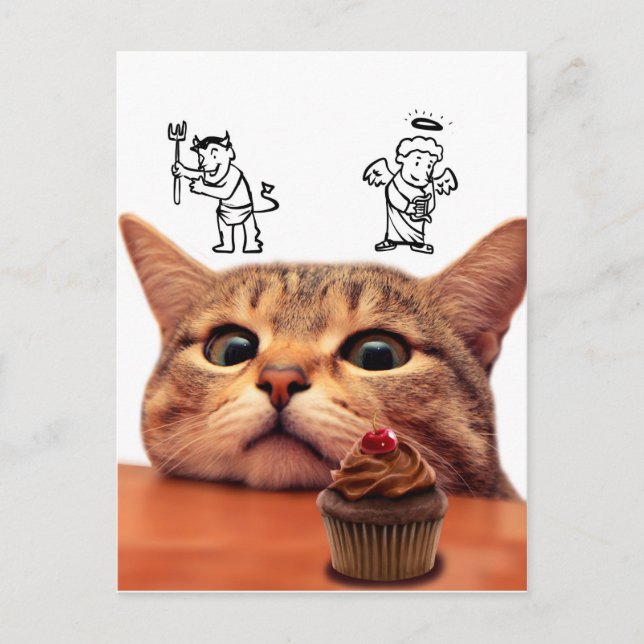 Evil and angel over head postcard (Front)