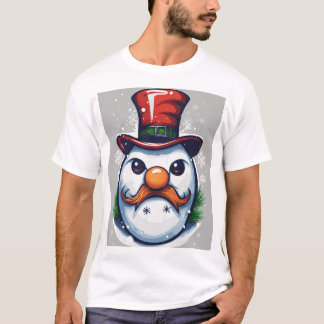 Evil Angry Snowman Noël Logo T-Shirt Design