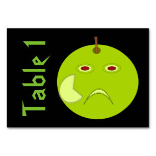 Evil Apple with Scar Hallowee Custom Tablecards Table Number