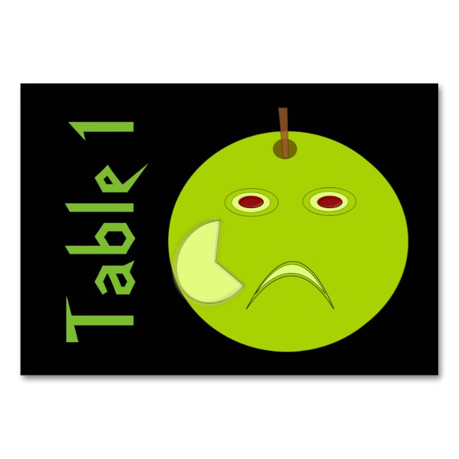 Evil Apple with Scar Hallowee Custom Tablecards Table Number (Front)