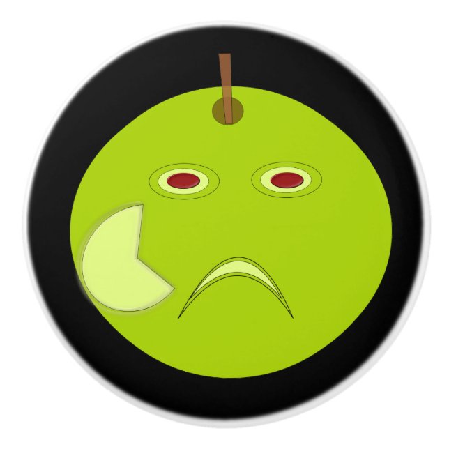 Evil Apple with Scar Halloween Ceramic Knob (Front)