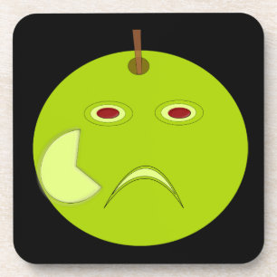 Evil Apple with Scar Halloween Cork Coaster