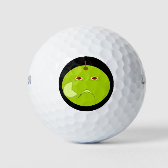 Evil Apple with Scar Halloween Golf Ball (Front)