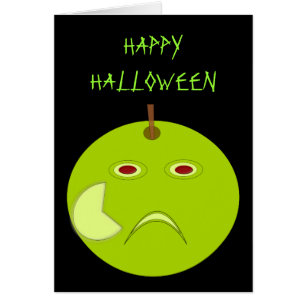 Evil Apple with Scar Halloween Greeting Card