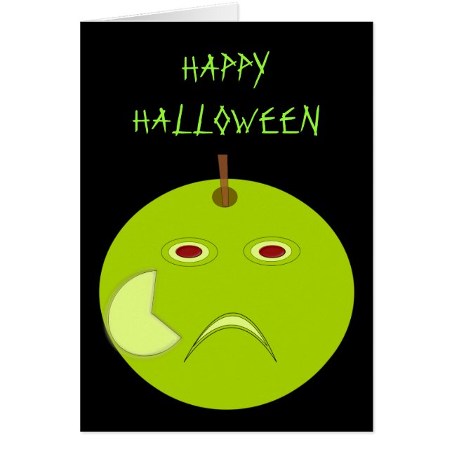 Evil Apple with Scar Halloween Greeting Card (Front)