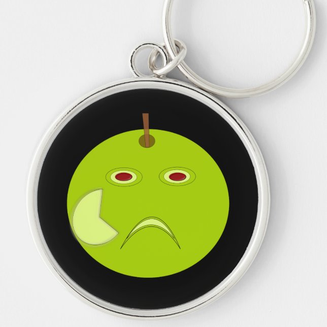 Evil Apple with Scar Halloween Keychain (Front)
