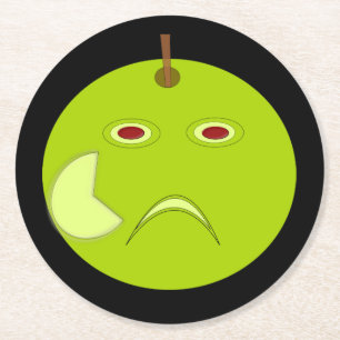 Evil Apple with Scar Halloween Paper Coasters