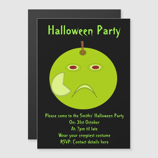 Evil Apple with Scar Halloween Party Invites (Front/Back)
