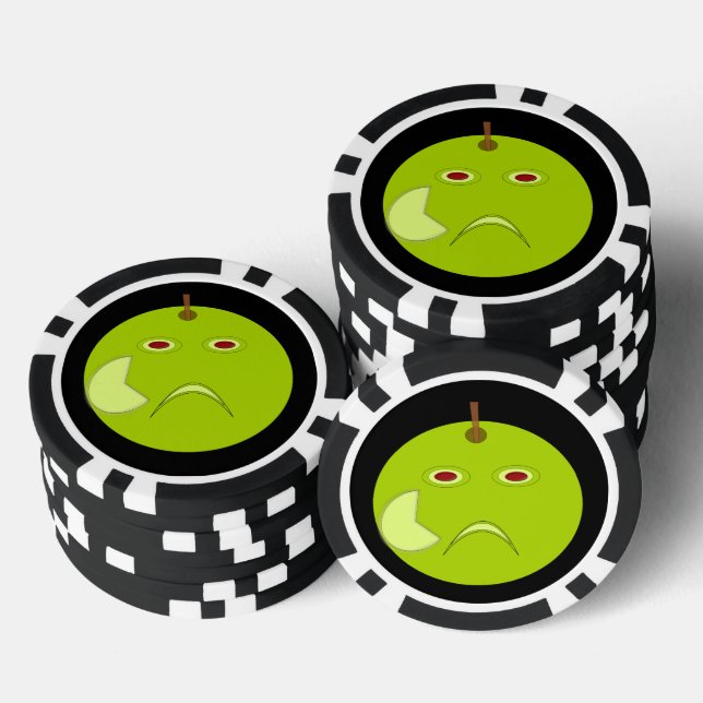 Evil Apple with Scar Halloween Poker Chips (Stack)