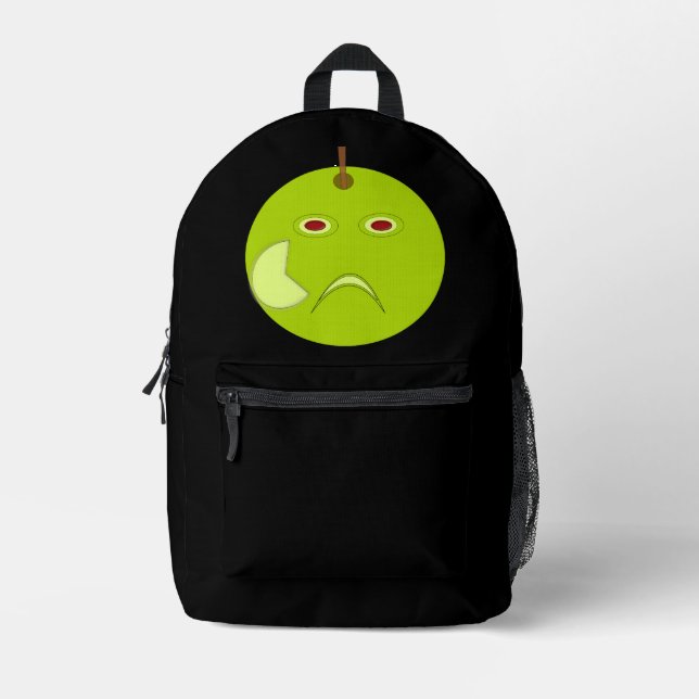 Evil Apple with Scar Halloween Printed Backpack (Front)