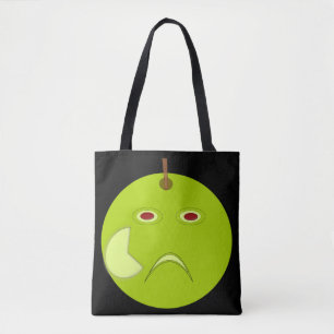 Evil Apple with Scar Halloween Tote Bag