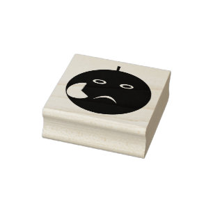 Evil Apple with Scar Halloween Wood Art Stamp