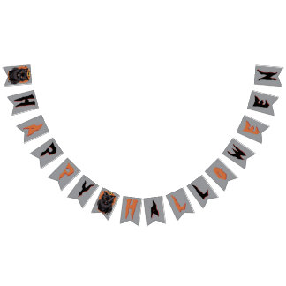 Evil Black Cat Halloween Party Banner