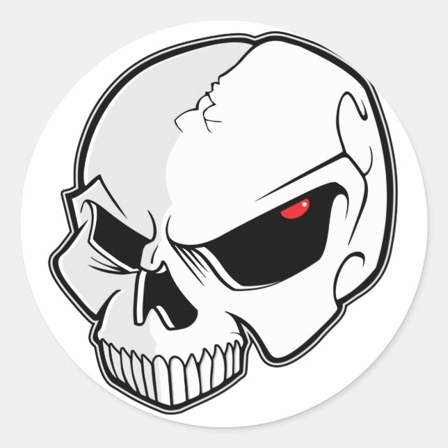 Evil Blood Red Eyeballs Skull Classic Round Sticker (Front)