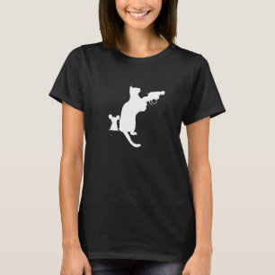 Evil Cat Protect Mouse Picture Animals Irony T-Shirt