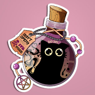 Evil Cat Spirit Trapped in Bottle - Cute Spooky