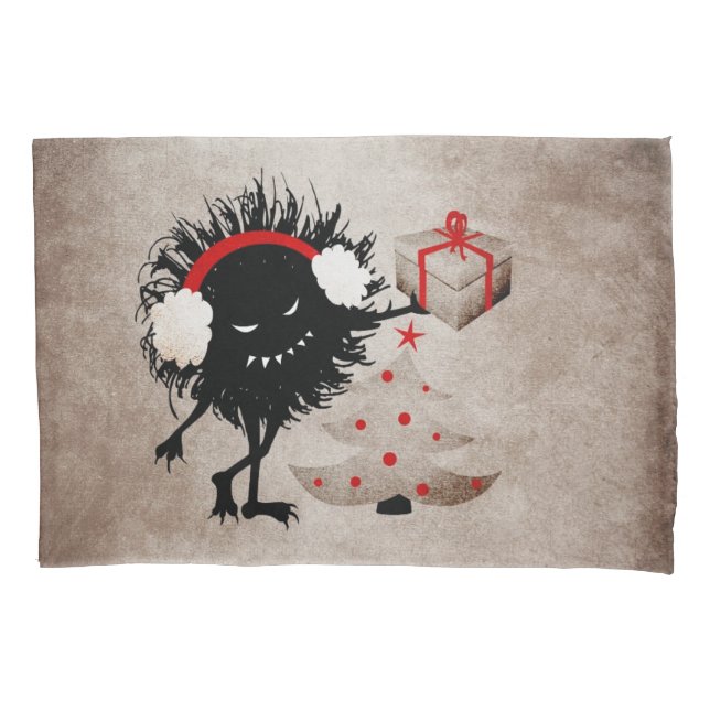 Evil Christmas Bug - Tree And Present Pillowcase (Front)