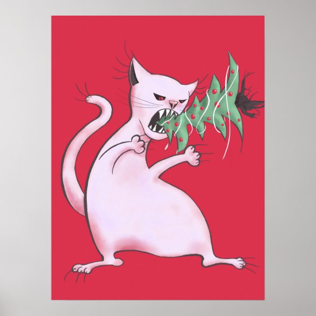 Evil Christmas Cat - Funny Holiday Poster (Front)